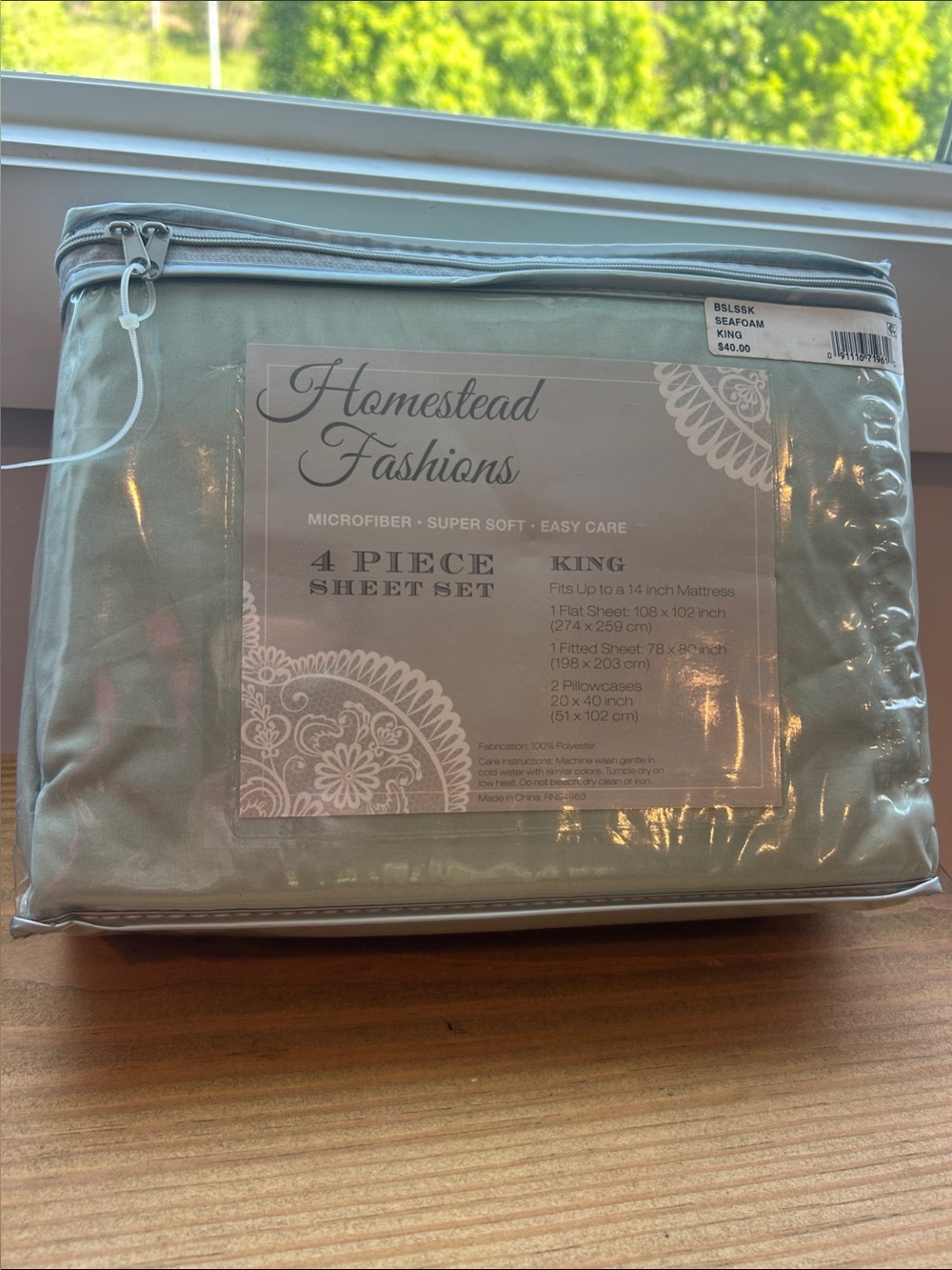 King 4-Piece Microfiber Sheet Set - Seafoam